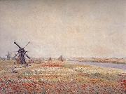 Claude Monet Field of Flowers and Windmills Near Leiden oil on canvas